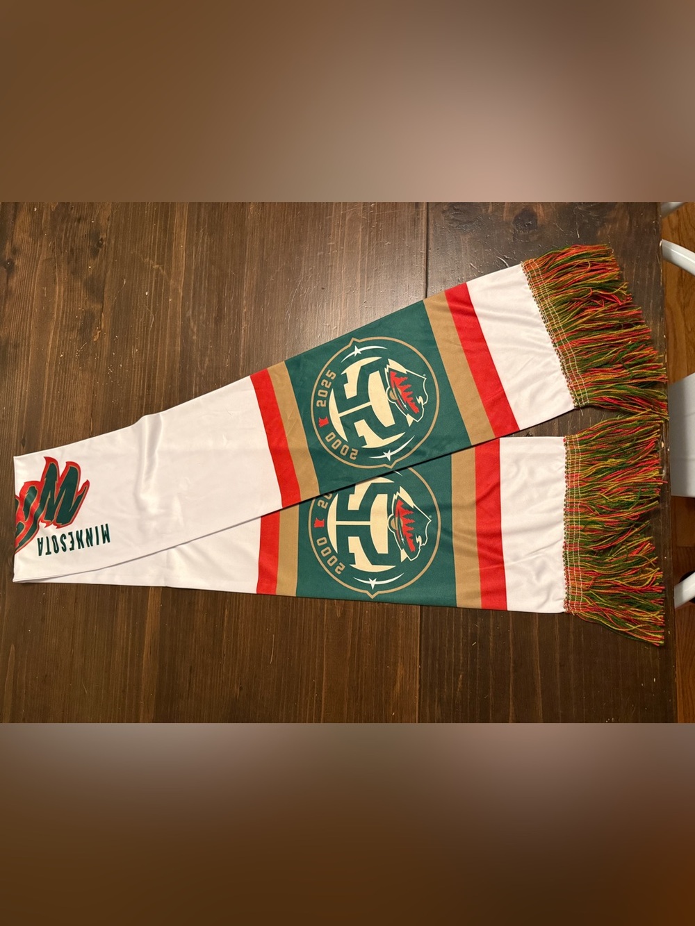 NHL Minnesota Wild White and Green 25th Anniversary Scarf - Picture 2 of 2
